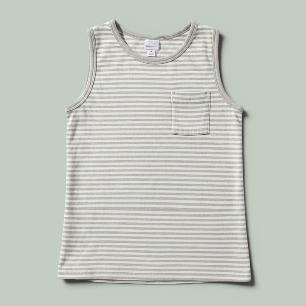 Hanna Andersson Knit Tank Kids Size 10 Gray Striped Good Cotton Slub Jersey Top